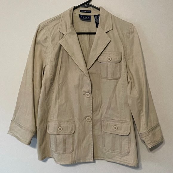 Crazy Horse Stretch Women's Large Button-Front Long-Sleeve Blazer Jacket Coat - Picture 1 of 16